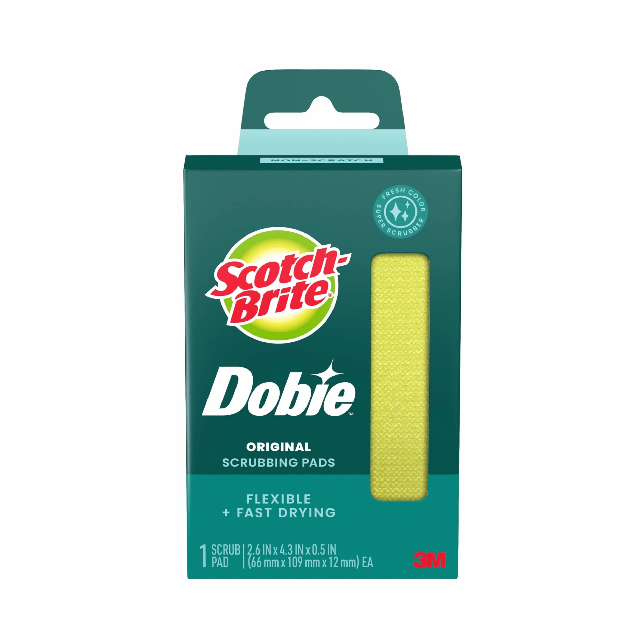 Scotch-Brite Dobie podkładka czyszcząca, idealna do mycia naczyń, kuchni, łazienki i innych, szorowania bez zarysowań, 1 podkładka