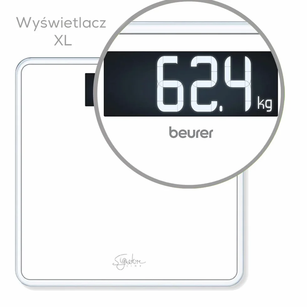 Beurer GS 400 biała waga szklana Signature Line, platforma z bezpiecznego szkła, nośność 200 kg