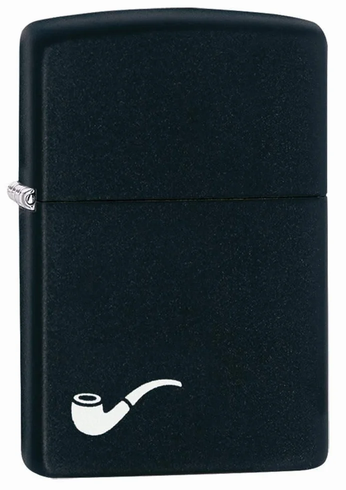 Zippo Zapalniczka Sztormowa Motyw Fajki Czerń Matowa Wielokrotnego Użytku Płomień Odporny na Wiatr Made in USA