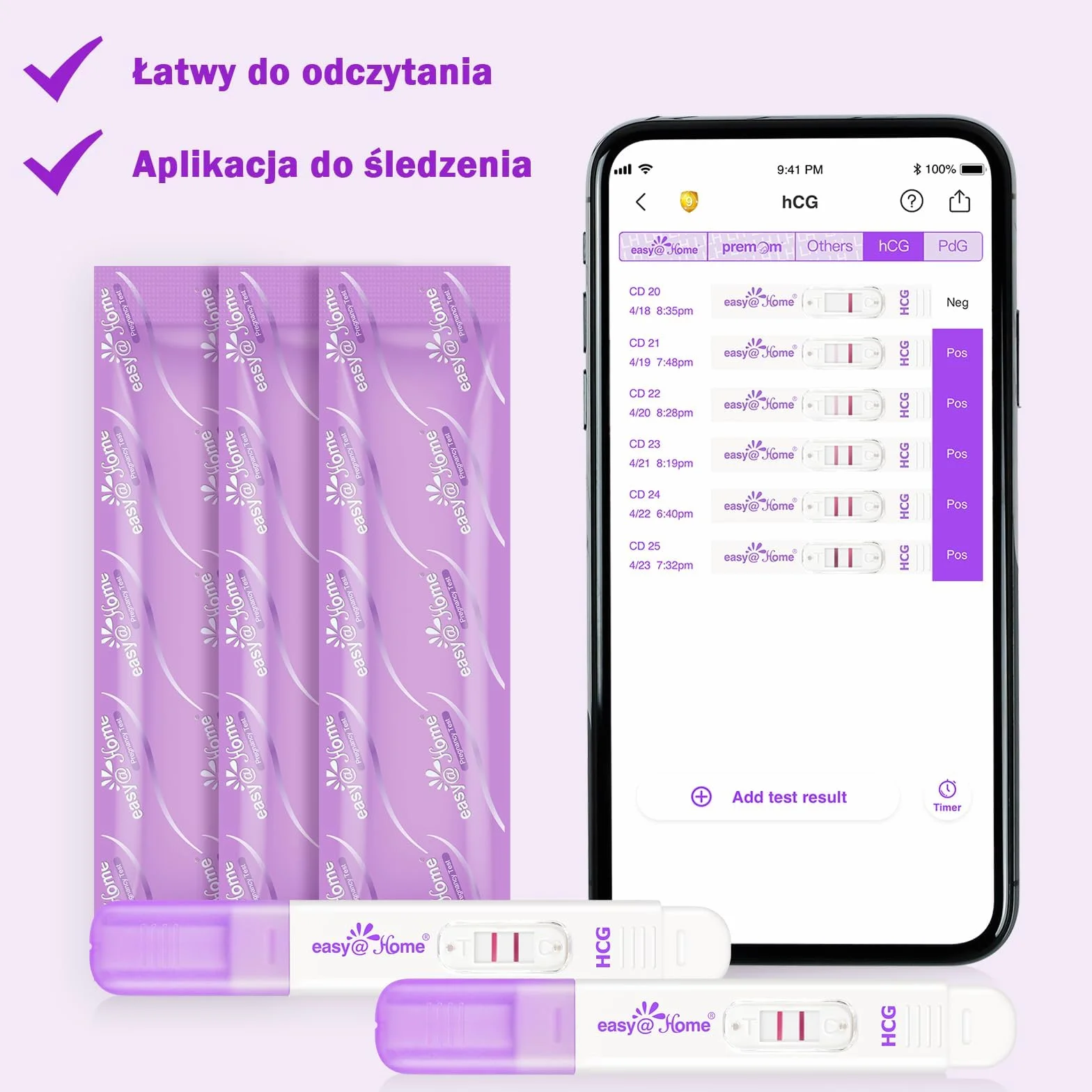 Easy@Home Wczesne testy ciążowe: 5 niezawodnych testów HCG do wykrywania wrażliwej ciąży, dokładny wynik 10 mIU/ml zapisany w aplikacji PREMOM