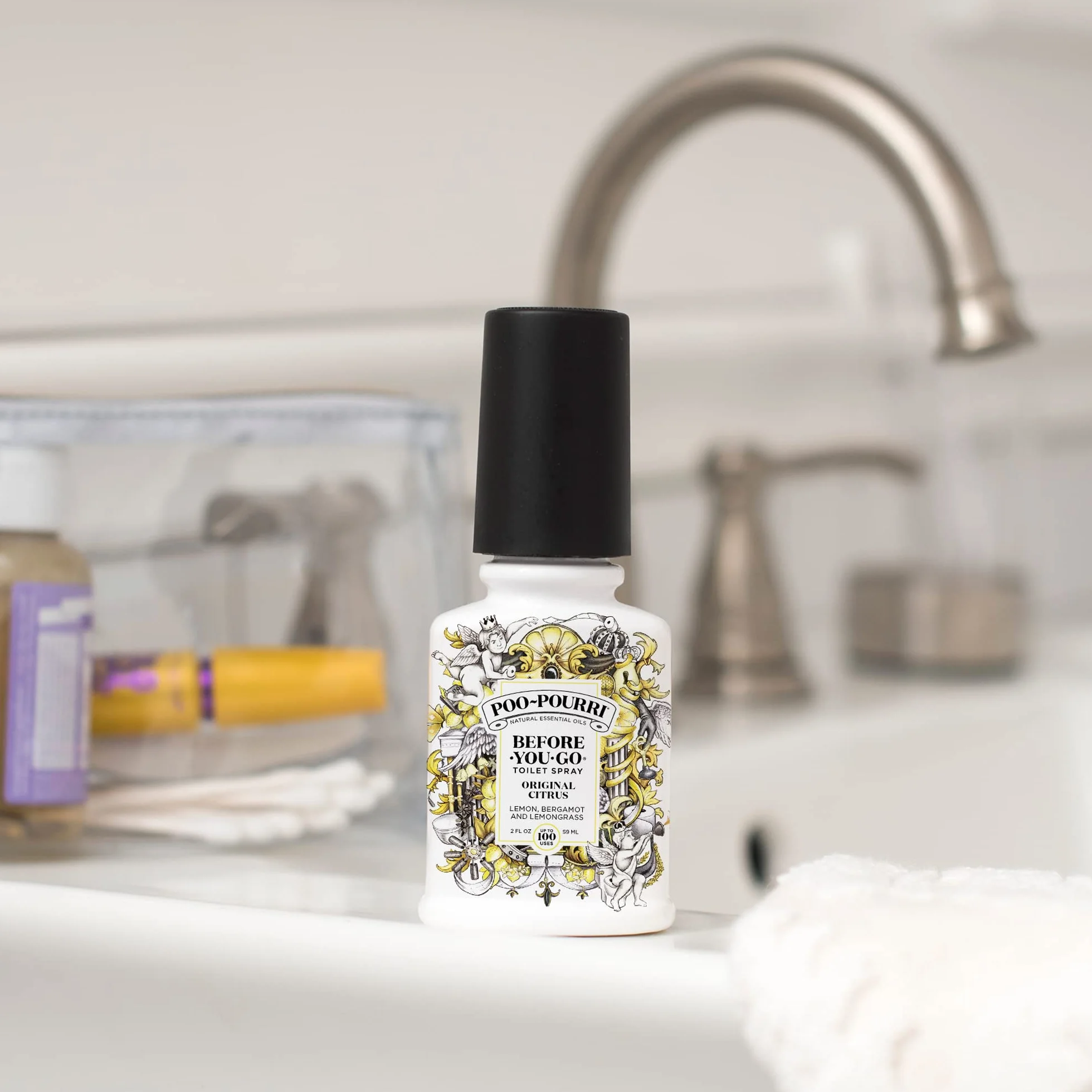 Pourri Łazienkowy odświeżacz powietrza w sprayu, Before-You-Go Poo-Pourri toaletowy, oryginalny cytrusowy dezodorant łazienkowy, zatrzymuje zapachy pod powierzchnią wody, olejek eteryczny na bazie