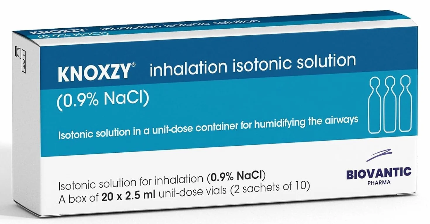 KNOXZY izotoniczny 0,9% chlorek sodu - NaCl roztwór soli fizjologicznej do inhalacji nawilżający drogi oddechowe – 20 x 2,5 ml fiolki z pojedynczą dawką