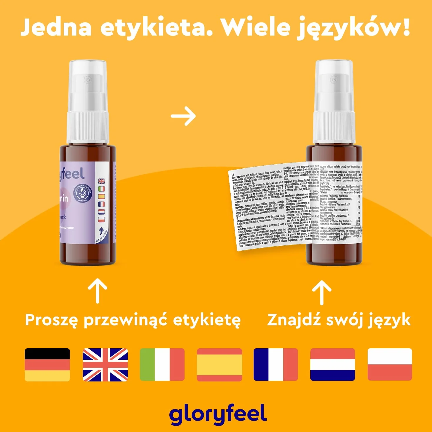 Melatonina w sprayu - z walerianą, lawendą + ekstraktem z melisy, wit. B6 i B1-1 mg melatoniny, 220 rozpyleń - w 100% wegańskie, testowane laboratoryjnie i wyprodukowane w Niemczech bez dodatków