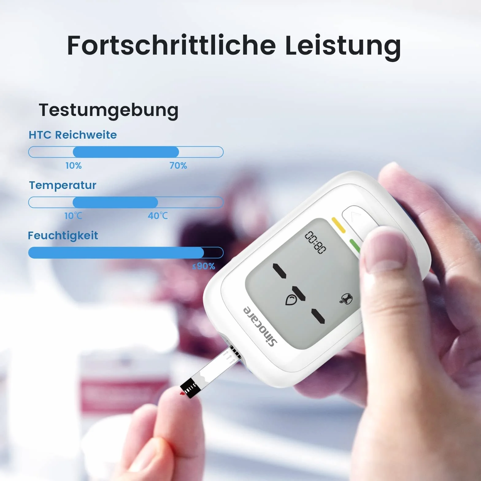 Sinocare Pasek testowy cukru we krwi, zestaw 100 pasków testowych z 100 lancetami, technologia FAD-GDH