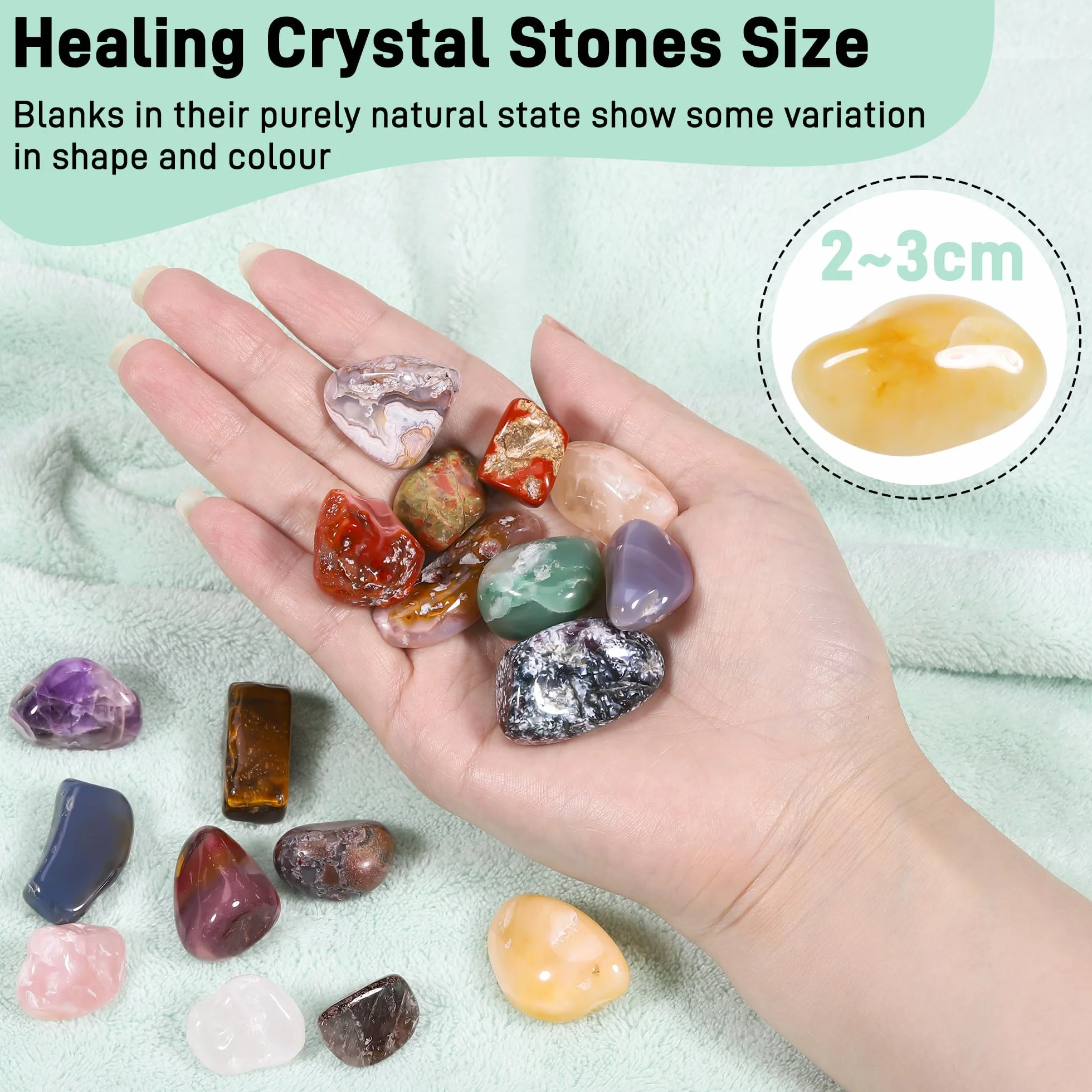 Zestaw 18 naturalnych polerowanych kamieni czakry do medytacji i reiki
