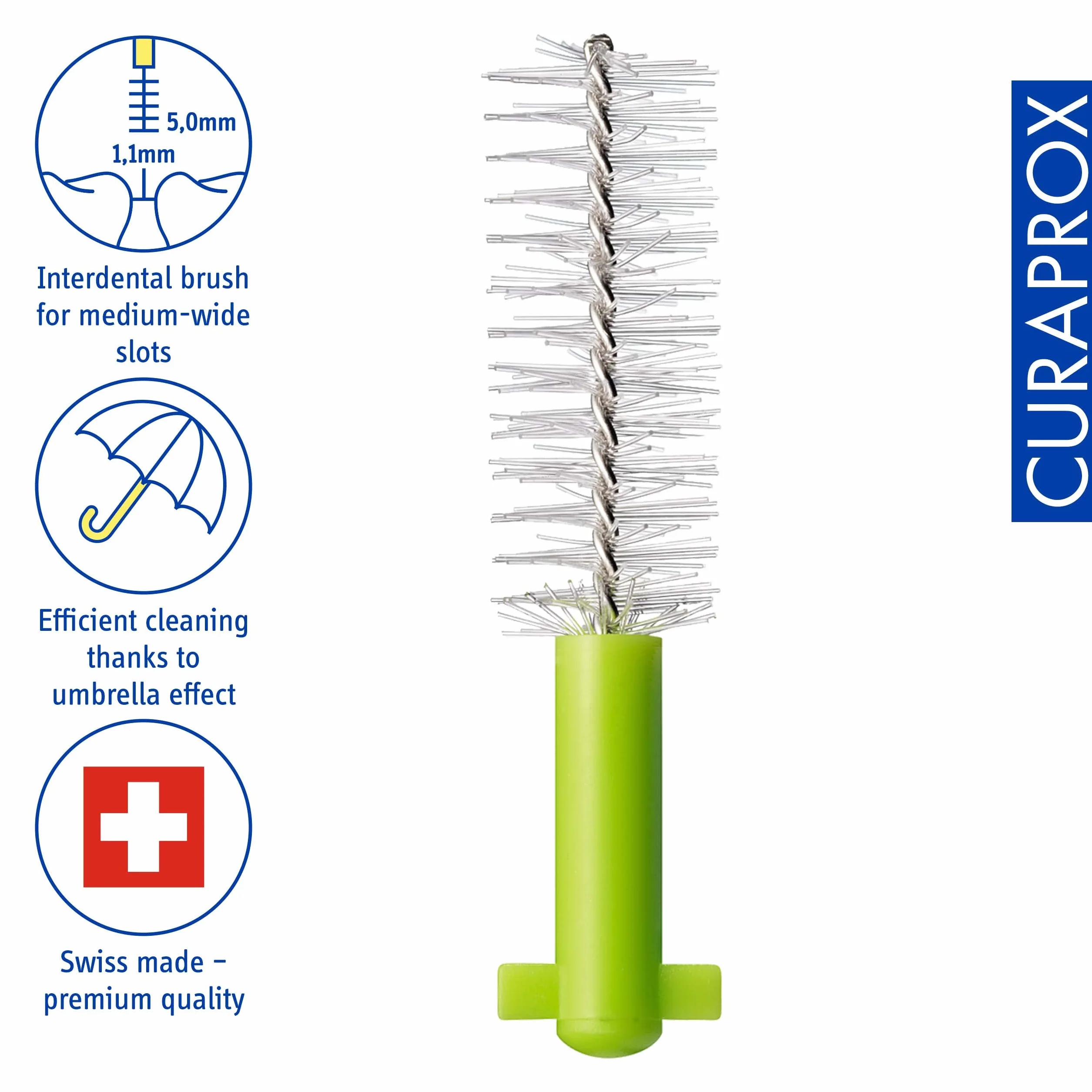 Curaprox CPS 011 Prime-ISO Interdental Brush Wkłady Rozmiar 3, Zielony, Ultra-Fine, 8-Pack