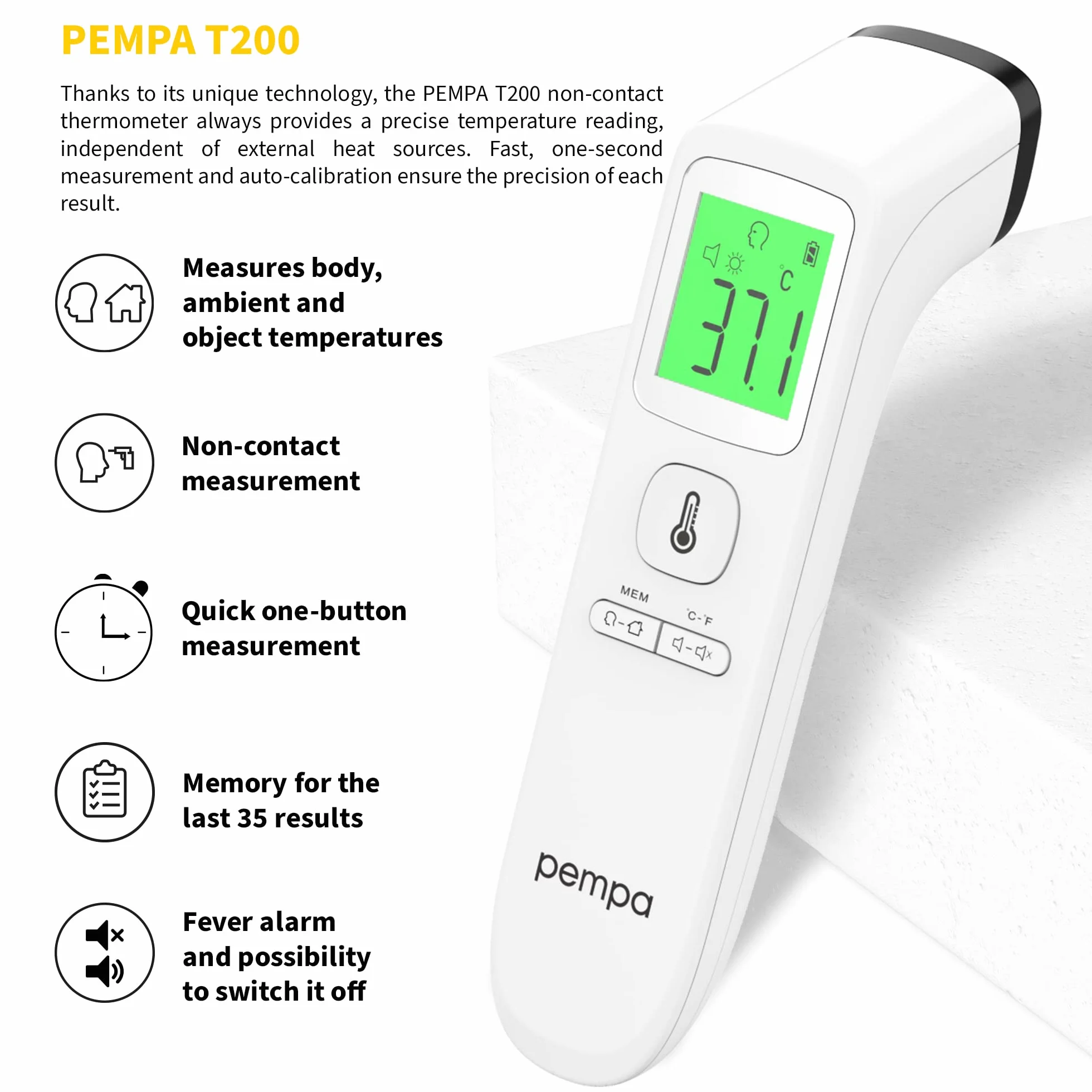 Pempa T200 Termometr Bezdotykowy 1szt