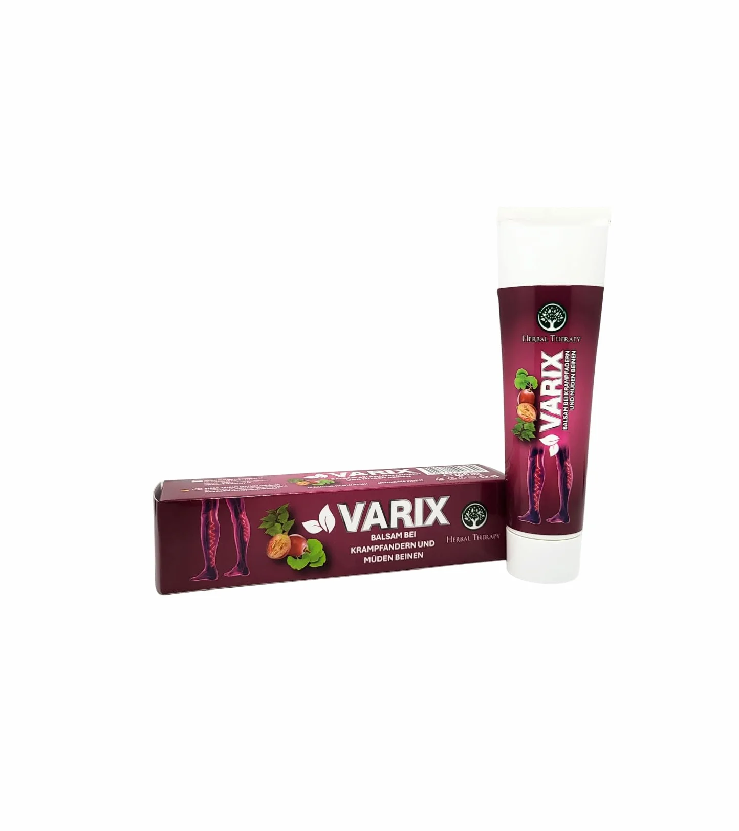 VARIX balsam do żył – 100% naturalny krem ziołowy z kasztanowcem, miłorzębem japońskim i diosminą – przeciw żylakom, zmęczonym i ciężkim nogom – chłodzący, wspomaga krążenie krwi – 100