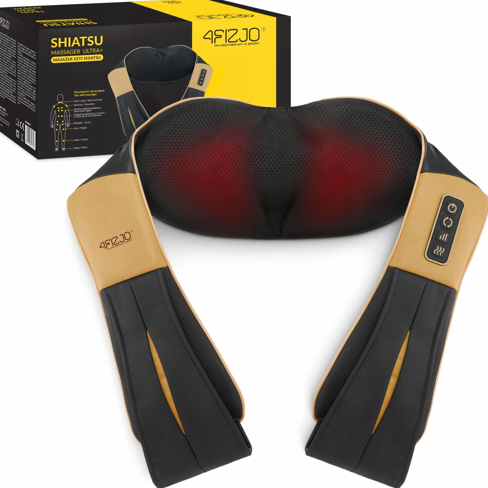 MASAŻER KARKU SHIATSU BEZPRZEWODOWY MASUJĄCY GRZEJĄCY SZYI PLECÓW ULTRA+