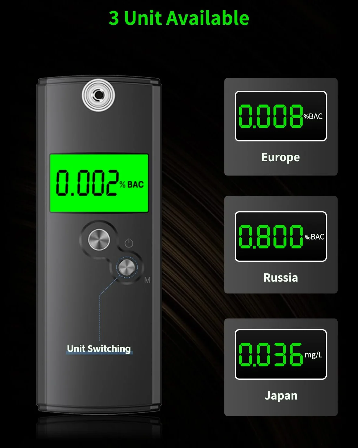 Alkomat policyjny, wysoce precyzyjny pomiar promili z cyfrowym wyświetlaczem LCD, profesjonalny alkomat, przenośny alkomat do użytku domowego i na imprezy (czarny)
