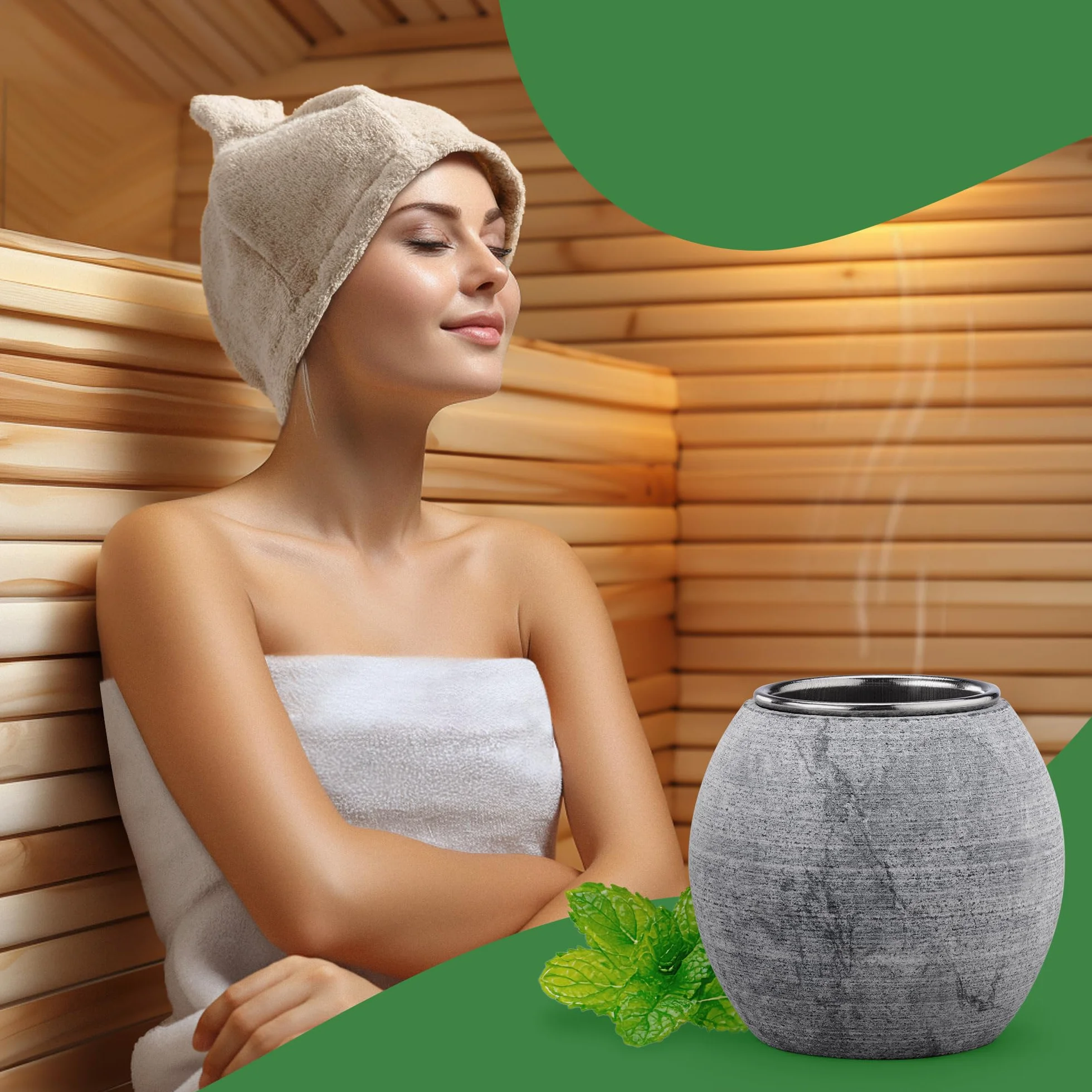 NavarisKamienna miska do aromaterapii w saunie - Jajko do sauny Hammam 5 x 5 cm z wyjmowanym kubkiem - Akcesoria do infuzji olejków eterycznych do perfum Spa