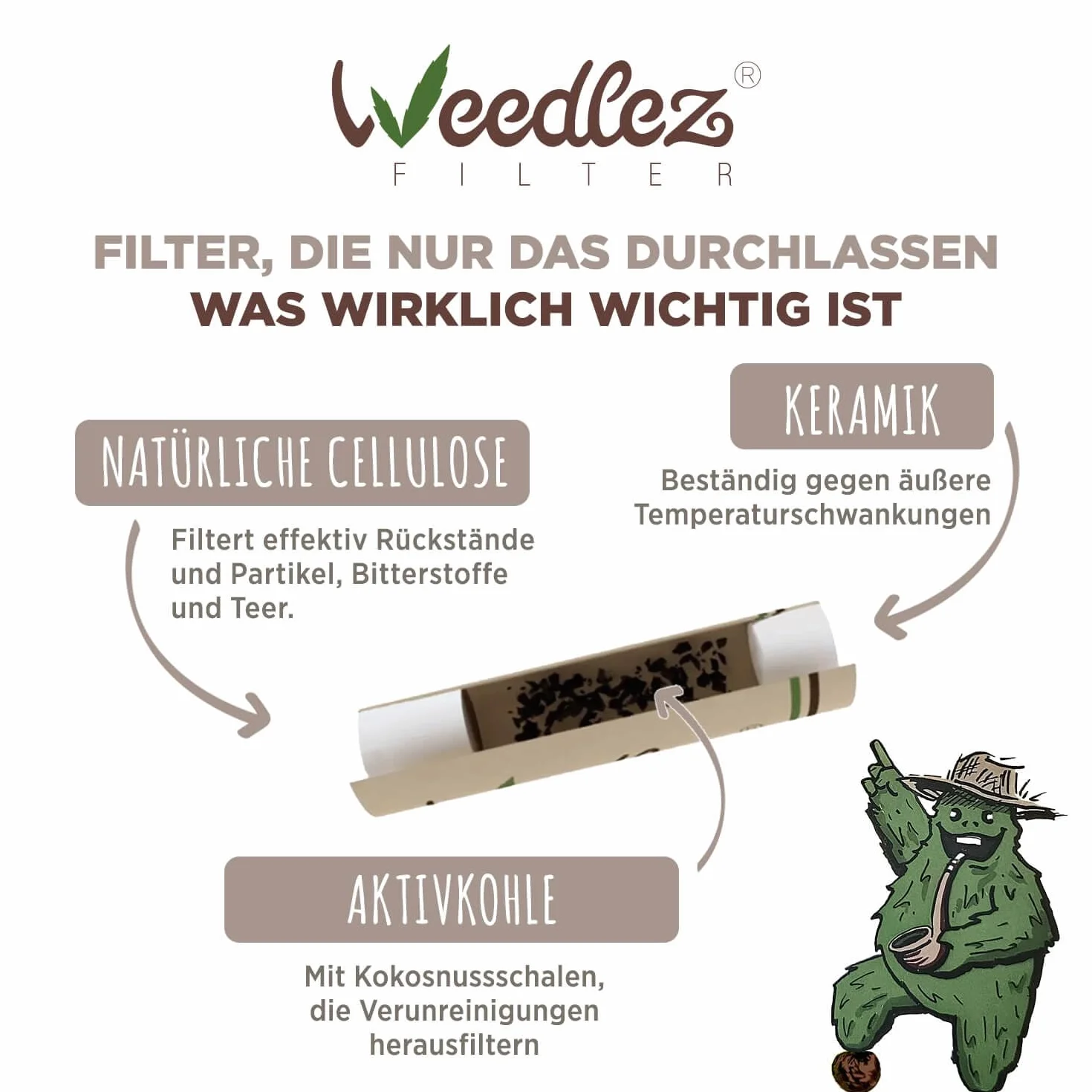Mister Canapa, Filtry z węglem aktywnym i naturalną celulozą, 50 sztuk, średnica 5 mm