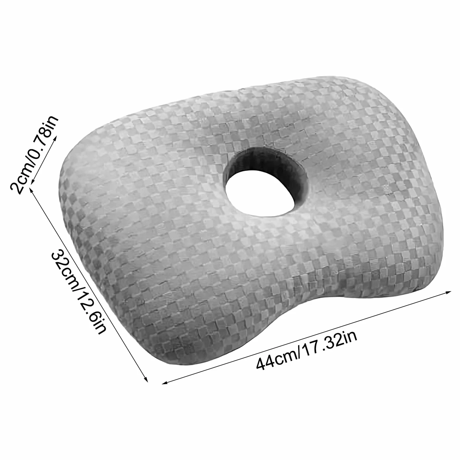 Ergonomic Donut Pillow with Ear Holes 17.32x12.6x0.79in Gray for Travel Office Car