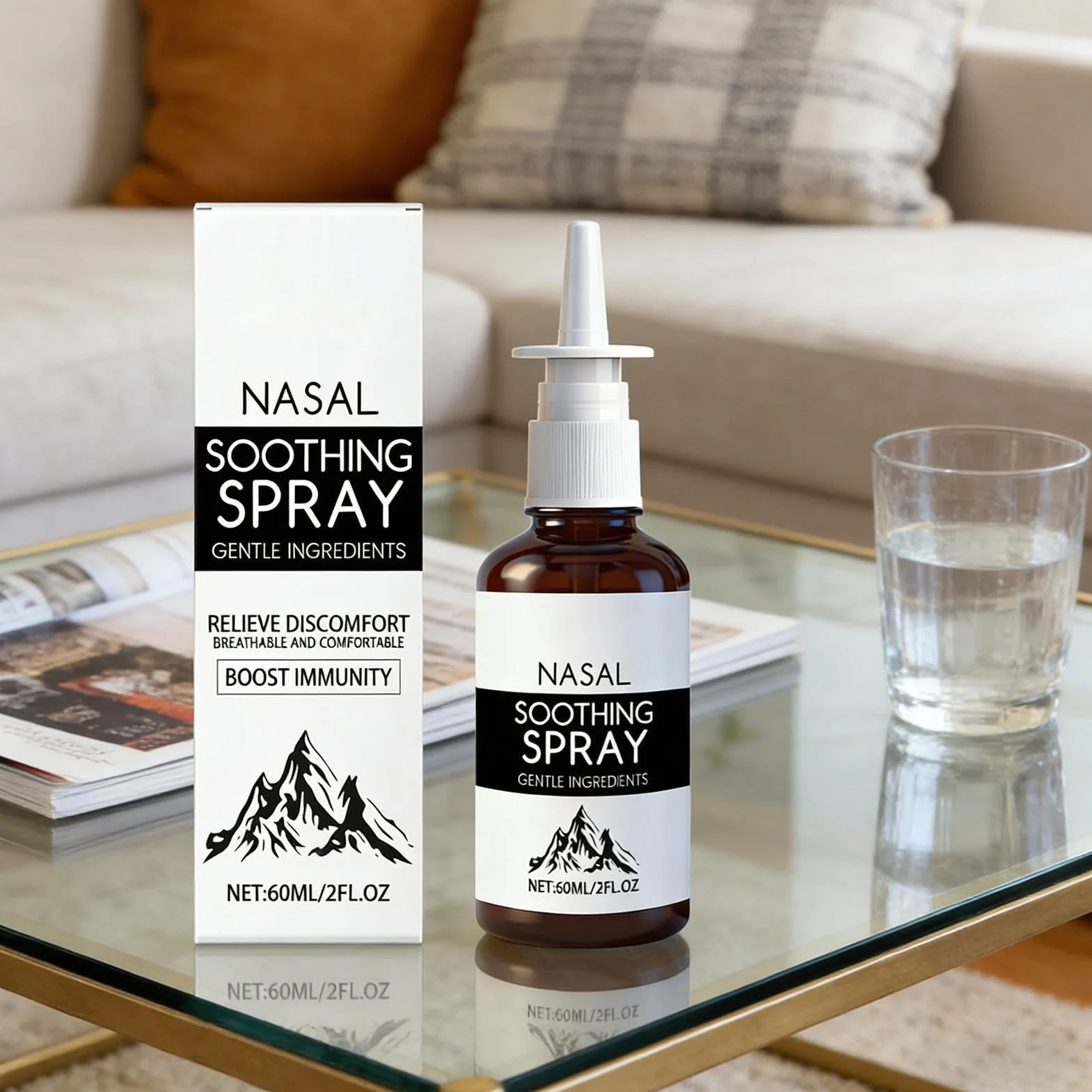 Mgiełka do czyszczenia nosa - 60 ml kojący komfort oddychania - płyn do oczyszczania nosa, dla dorosłych, kobiet, mężczyzn, seniorów, jazdy, podróży, nauki, na kemping, dojazdy do pracy