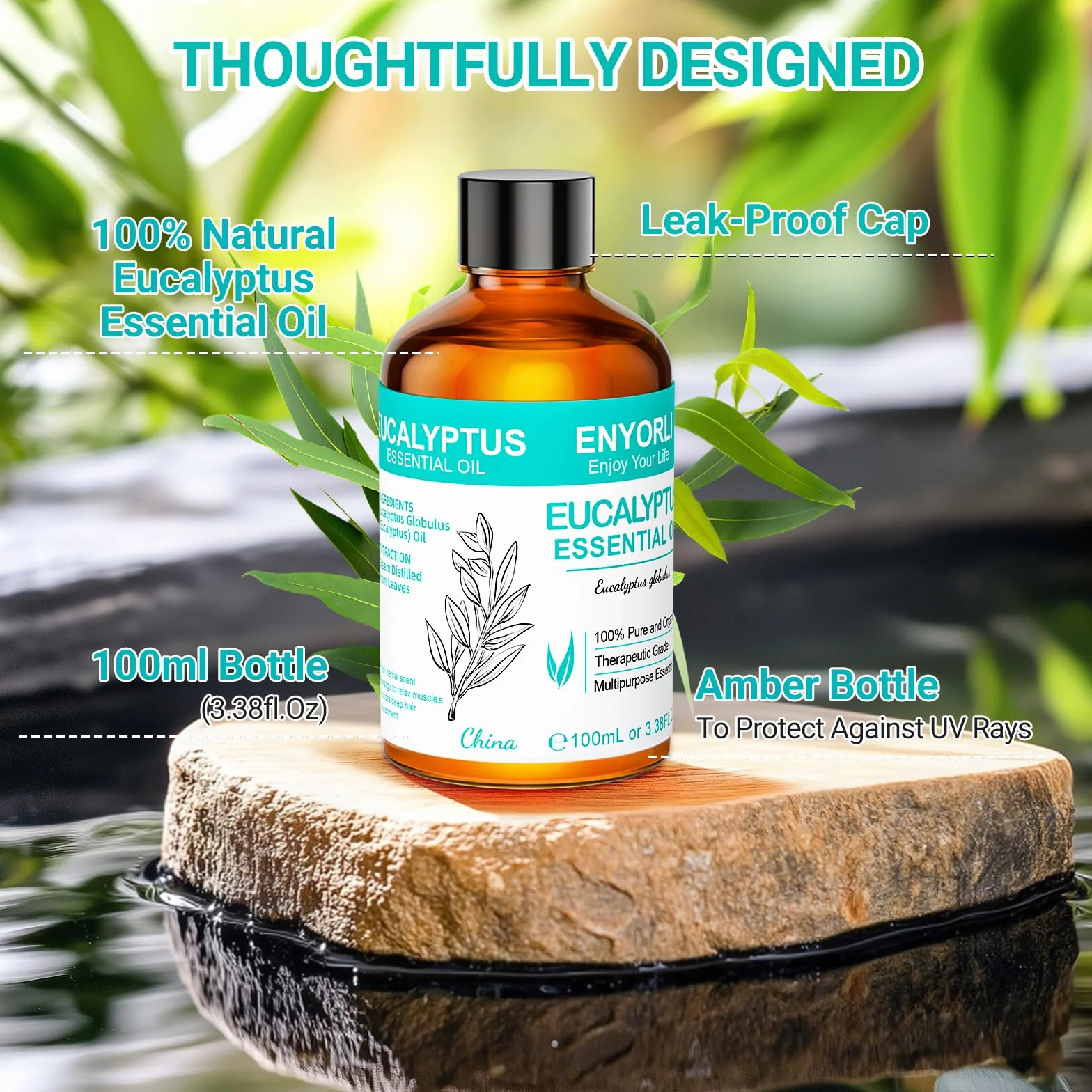 Olejek Eukaliptusowy 100ML 100% Czysty Naturalny Olejek Nierozcieńczony do Aromaterapii Masażu Odstraszania Komarów Pielęgnacji Skóry Oczyszczania Powietrza DIY i Jogi