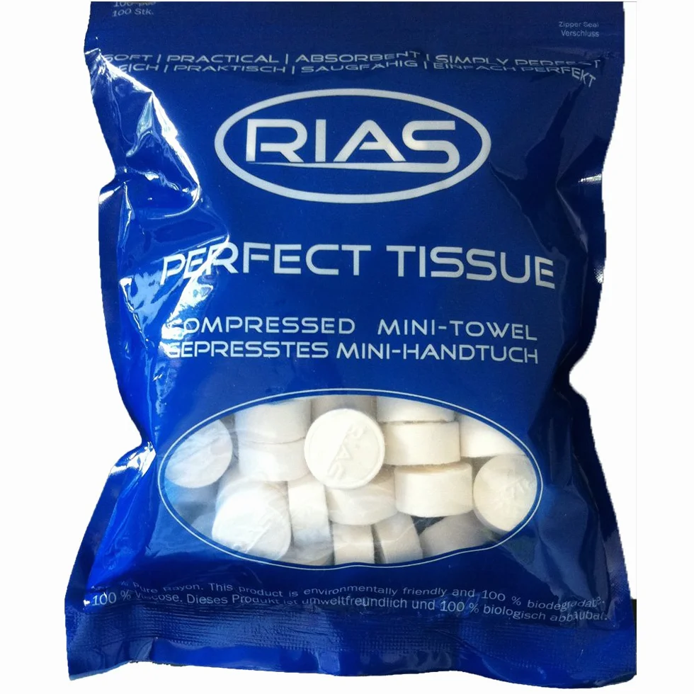 Rias Oryginalne Suche Ściereczki w Formie Tabletek 100% Biodegradowalne 100 szt.