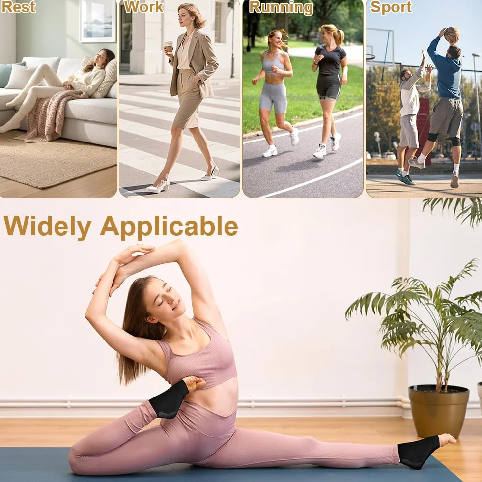 Achilles Tendonitis Heel Protector skarpety, 2 pary bandaży na staw skokowy, Achilles Tendon Support Compression Compression Padded Sleeve Socks na zapalenie powięzi podeszwowej, artretyzmu