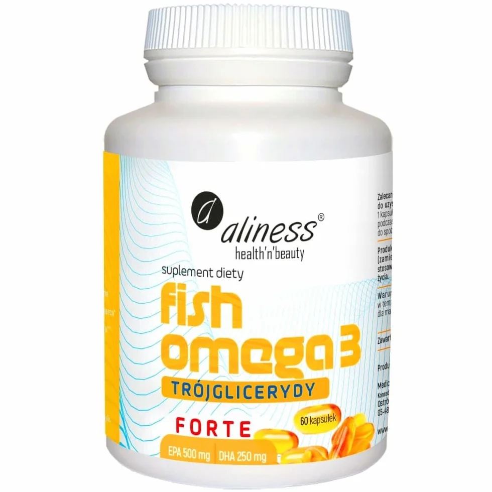 Aliness Fish Omega 3 FORTE Trójglicerydy Omega-3 EPA DHA Zestaw 2 x 60 kaps