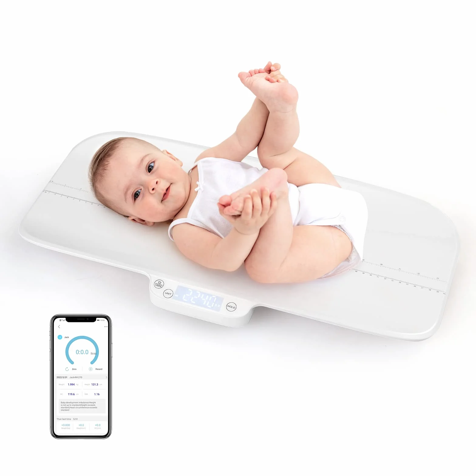 COSTWAY Cyfrowa Waga Dziecięca Bluetooth 30 kg 4 Tryby Pomiaru Funkcja Tary