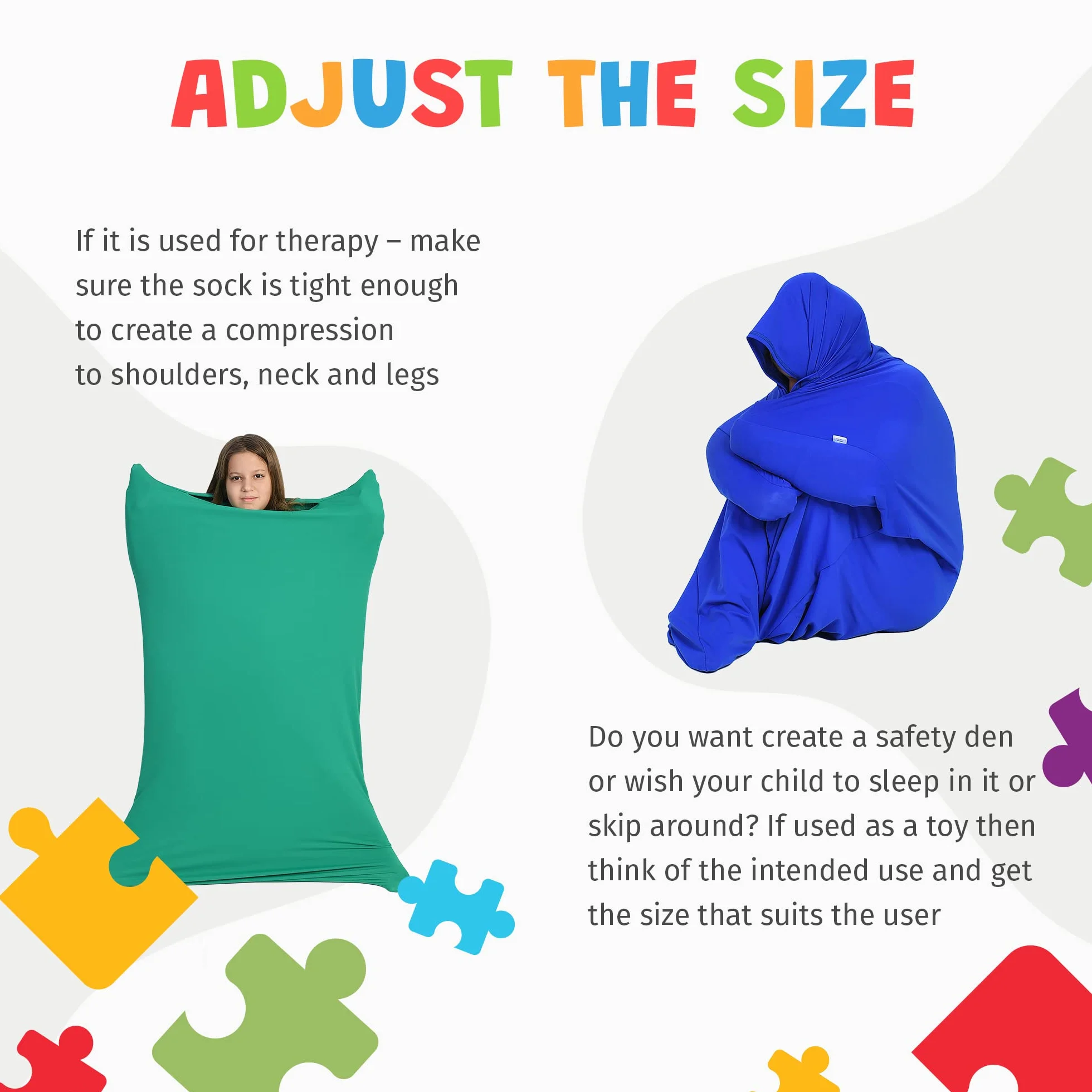 Skarpeta na Całe Ciało ADHD Autyzm Stymulacja Głębokiego Ciśnienia Zabawka Sensoryczna Zielony XXXL