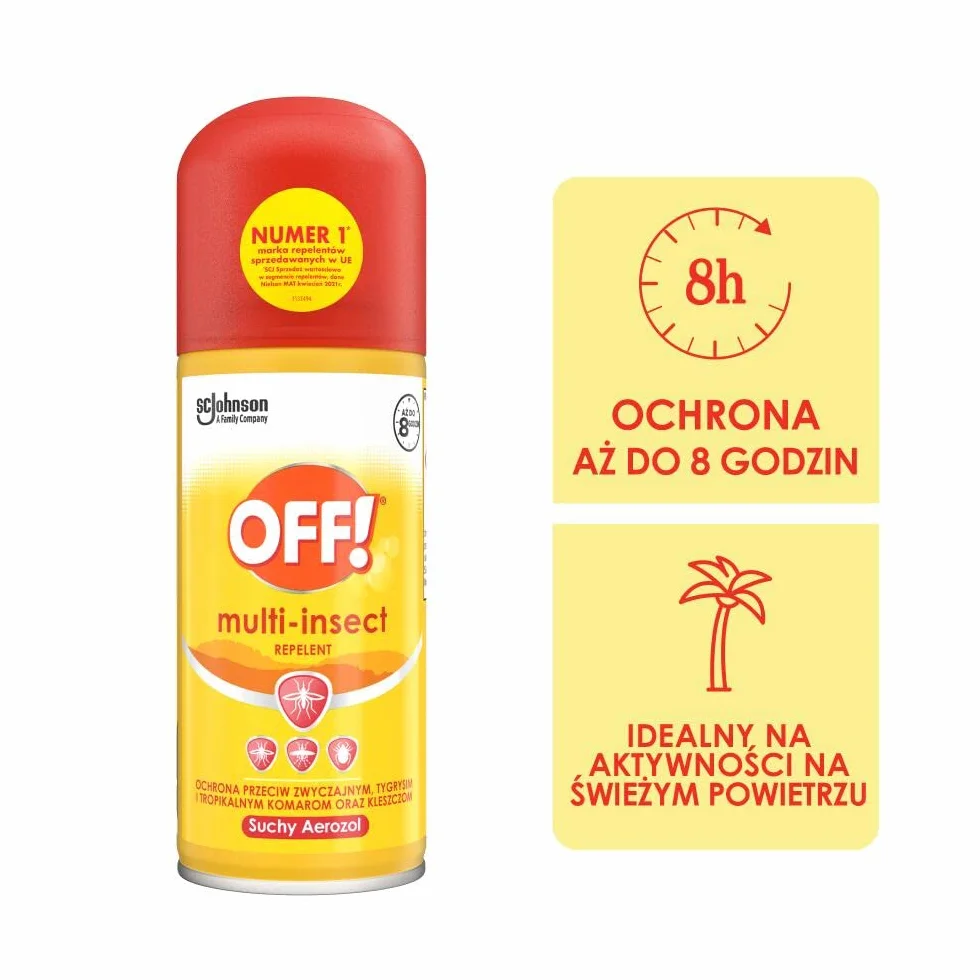 OFF! Multi Insect Przeciw Komarom i Kleszczom, Suchy Spray Odstraszający Owady, Ochrona aż do 8 Godzin, 100 ml