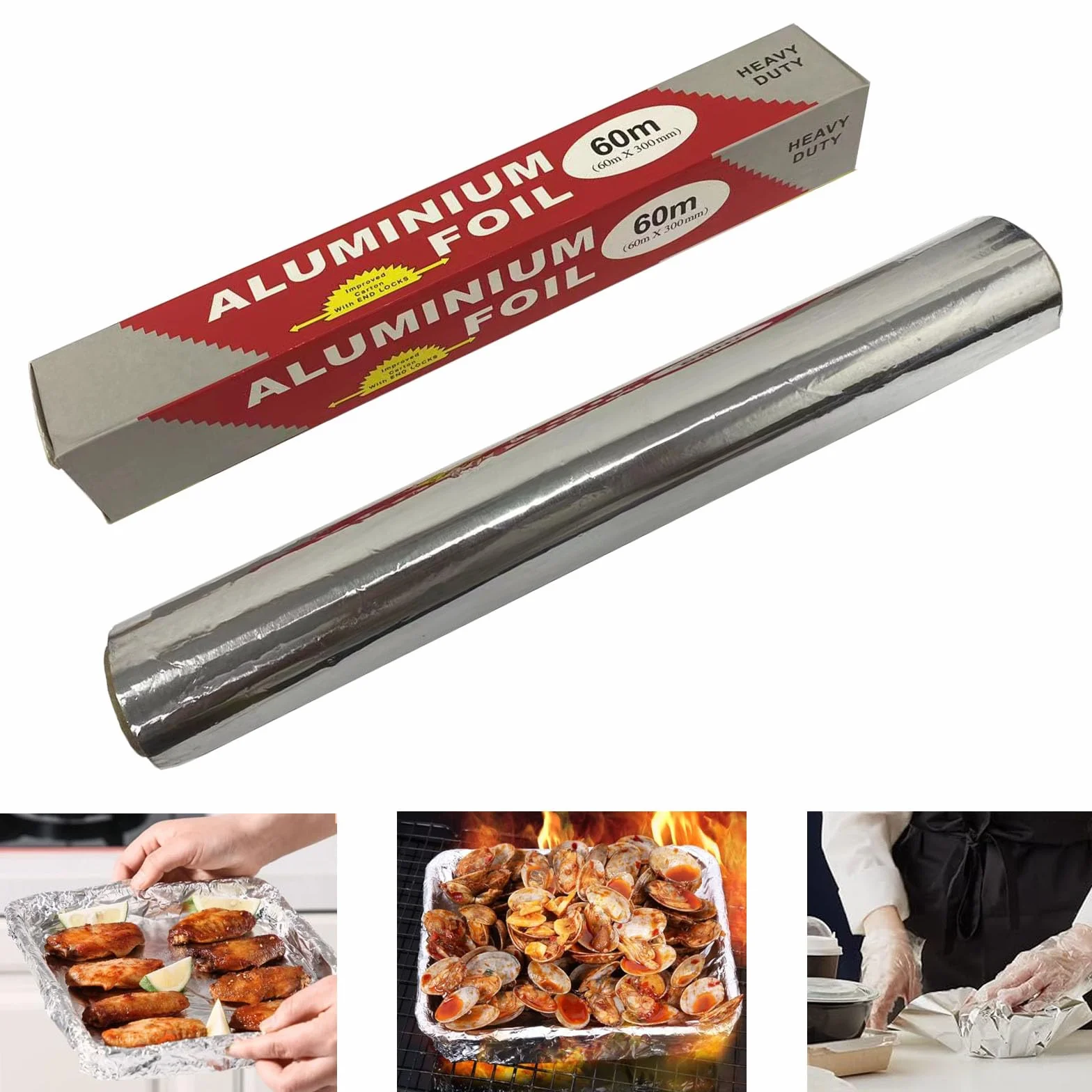 Folia aluminiowa do grilla 60 m x 30 cm catering roll