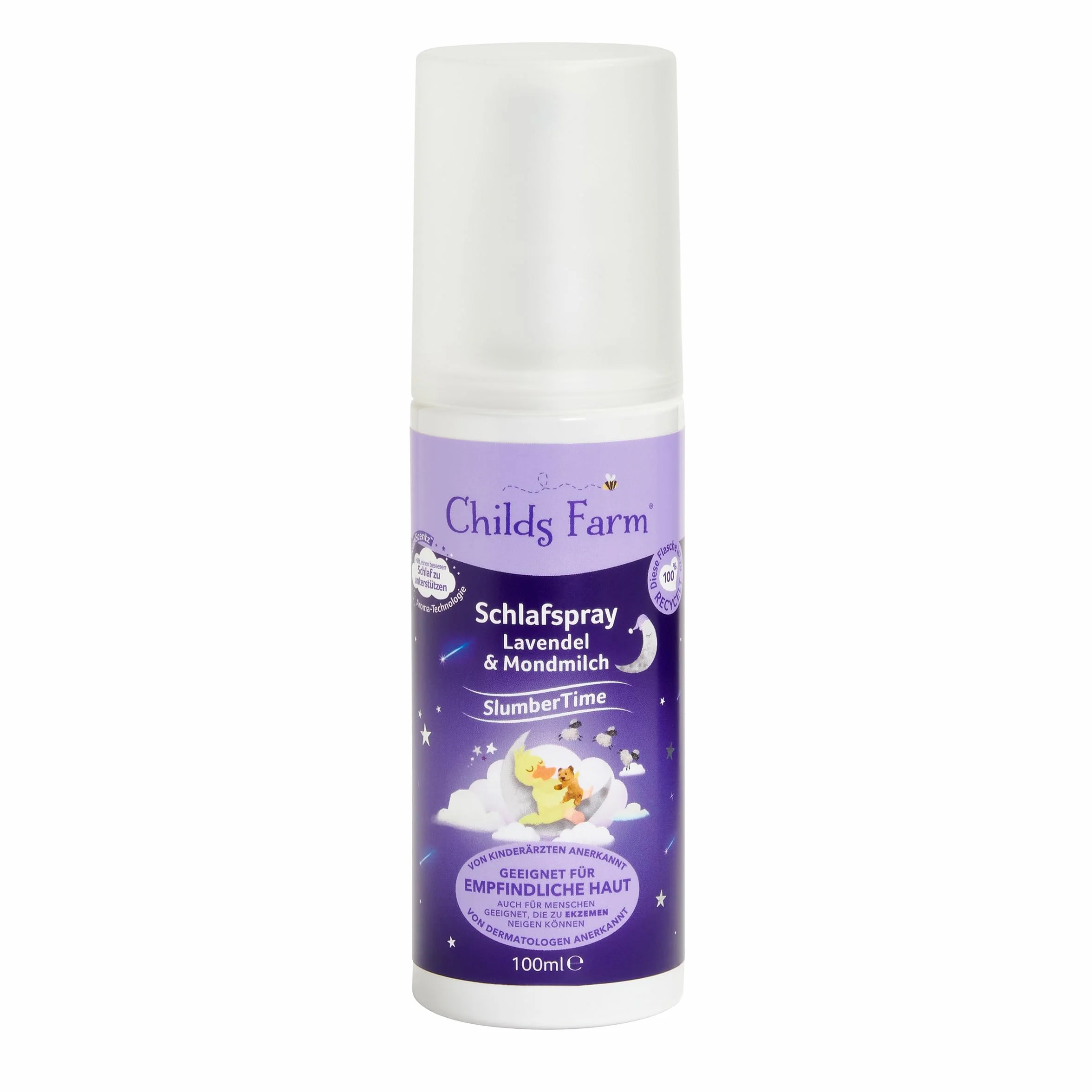 Childs Farm SlumberTime spray do spania, lawenda i mleczko księżycowe, 100 ml, wspomagający sen, relaksujący i uspokajający dla dzieci od 6 miesiąca życia i starszych.
