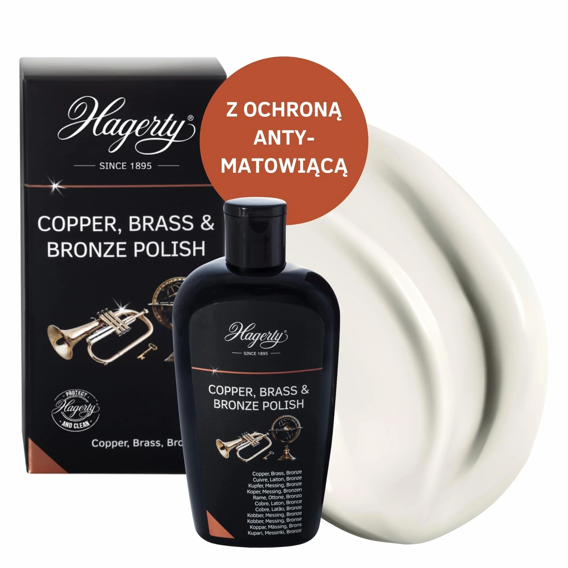 Hagerty Copper Brass & Bronze Polish 250 ml I Skuteczna politura do brązu mosiądzu i miedzi przywracająca połysk I Pasta do polerowania wazonów rzeźb miedzianych naczyń artykułów