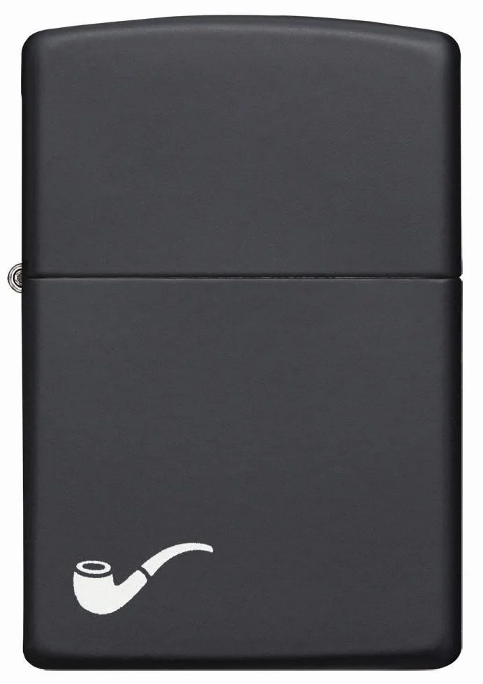 Zippo Zapalniczka Sztormowa Motyw Fajki Czerń Matowa Wielokrotnego Użytku Płomień Odporny na Wiatr Made in USA