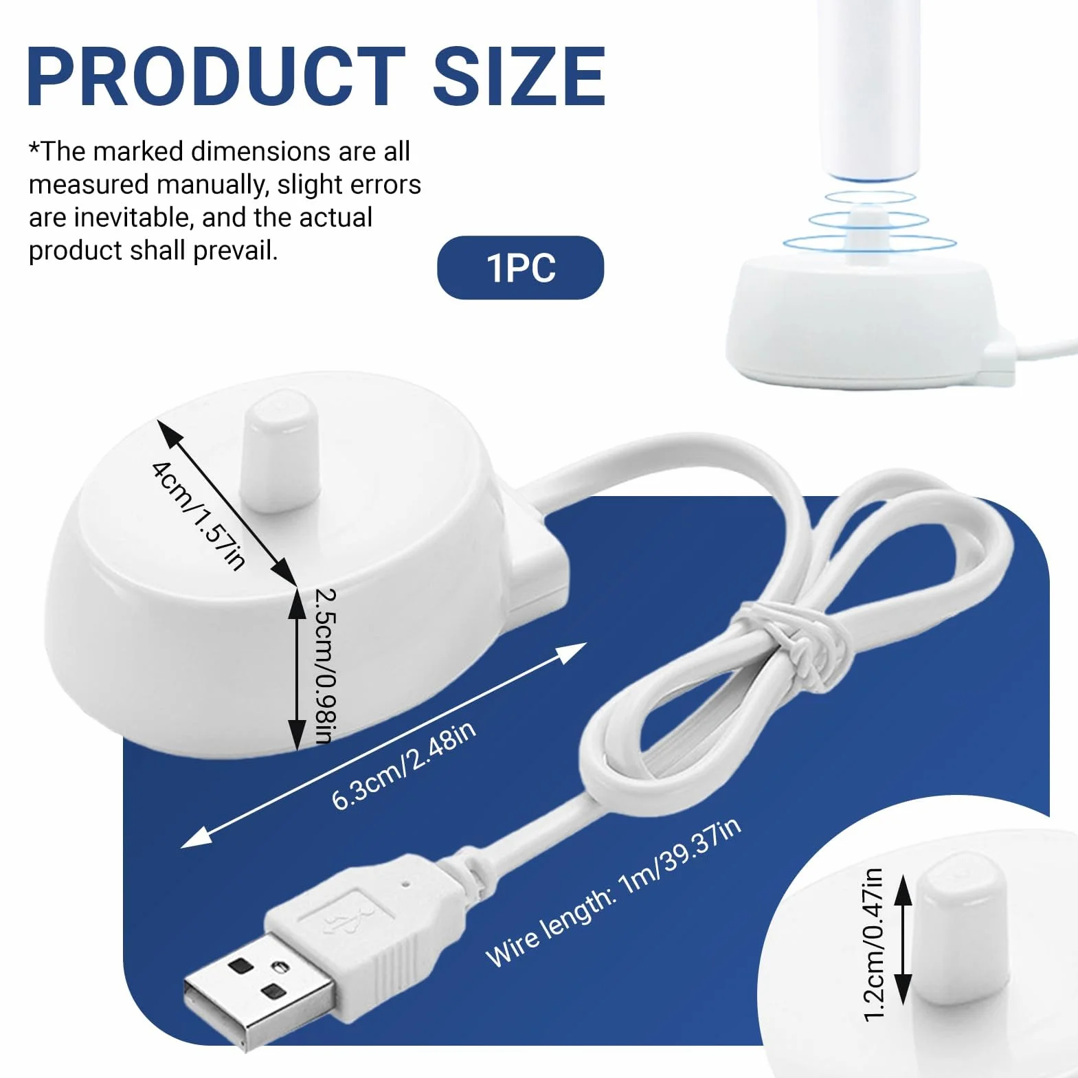 Elektryczna ładowarka USB do stacji ładującej Braun Oral-B Typ 3757, wodoodporna szczoteczka do zębów, kabel do ładowania do Oral-B Pro Smart Genius Series 3000, 8900, 9900, przenośna ładowarka