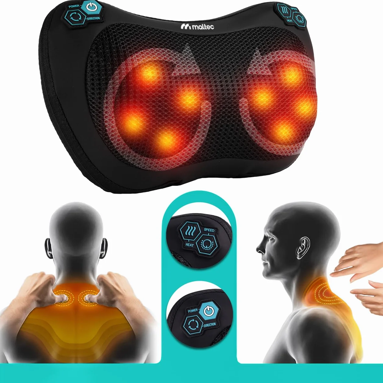 Masażer Poduszka Masująca Shiatsu do Pleców Karku Nóg Ciała PRO-Comfy30W-01