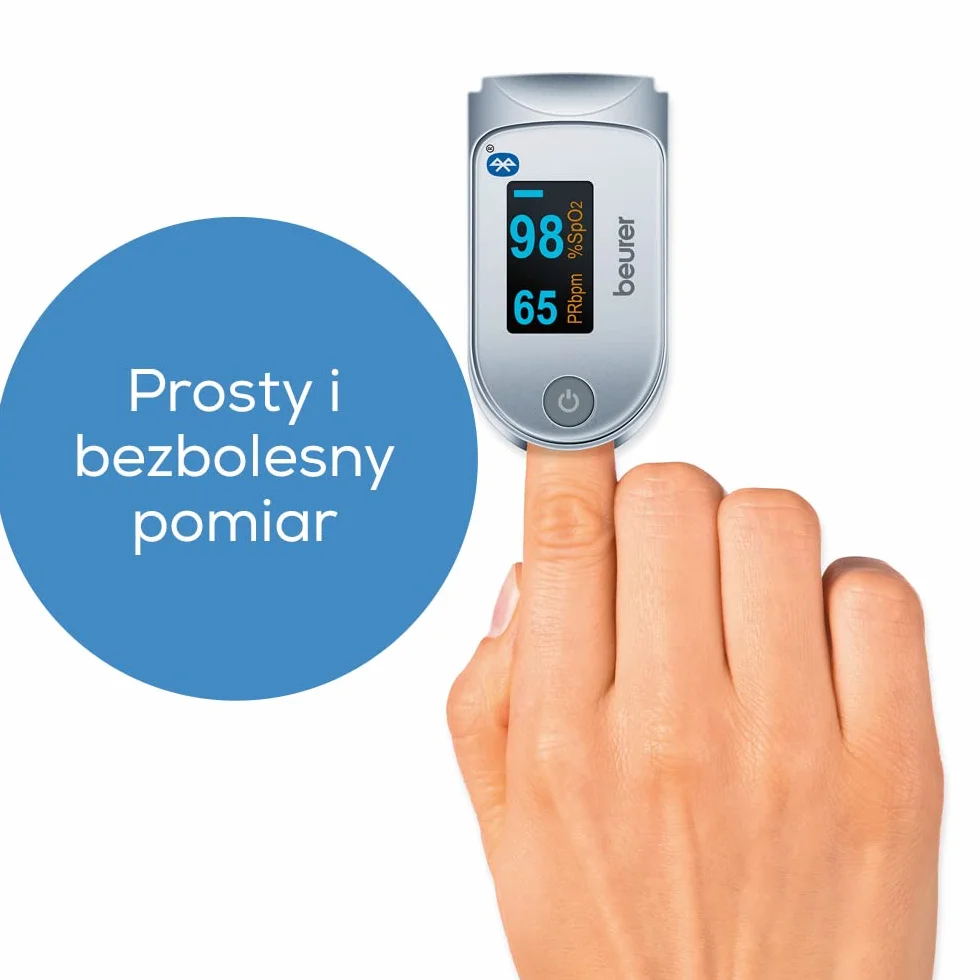 Beurer PO 60 Pulsoksymetr z Bluetooth, określenie nasycenia krwi tlenem tętniczym