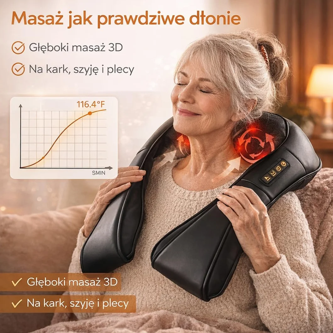 Masażer Shiatsu do Karku i Pleców z Podgrzewaniem Elektryczny MM Infinity Love