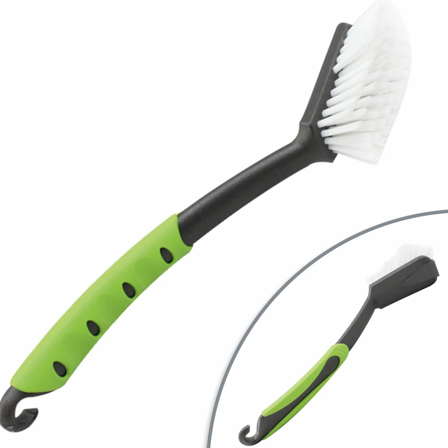 COM-FOUR® 4x Przyrząd do mycia naczyń – kuchenne narzędzie z wytrzymałym włosiem nylonowym – akcesorium do naczyń o długości 29 cm - "MADE IN GERMANY" (4 sztuki - zielony/bialy/blekitny/jagodowy)