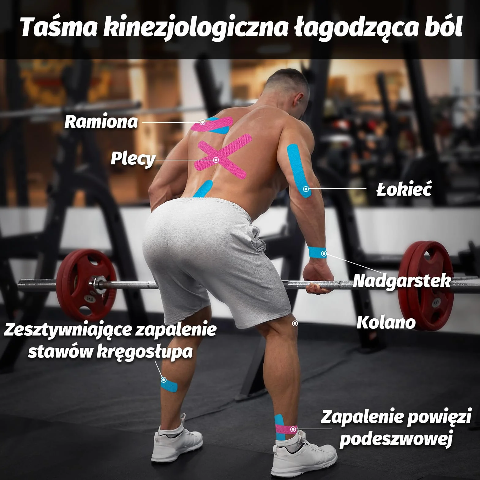 Kinesiology Tape Precut,elastyczna kinezjologiczna taśma terapeutyczna do fizjoterapii,sportu i leczenia urazów,sportowa taśma sportowa do kolan,kostek i ramion(paski 2x20)niebieska i różowa