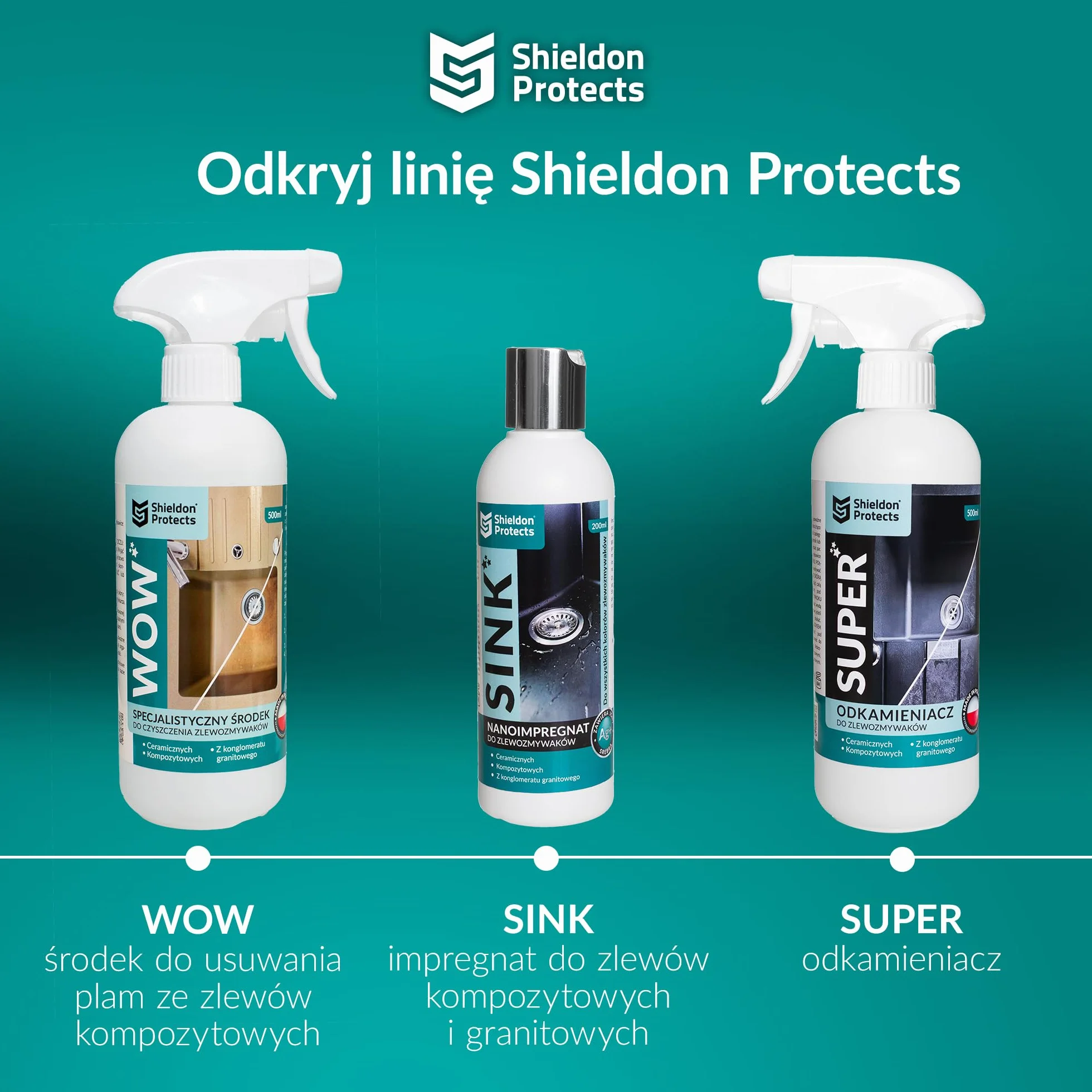 Shieldon Protects SUPER Silny odkamieniacz do zlewozmywaków granitowych 500 ml
