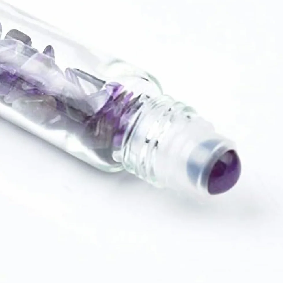 Butelki z kamieniami szlachetnymi 10 ml, próbki z zatyczkami bambusowymi, kryształowe wiórki do olejków eterycznych, aromaterapii