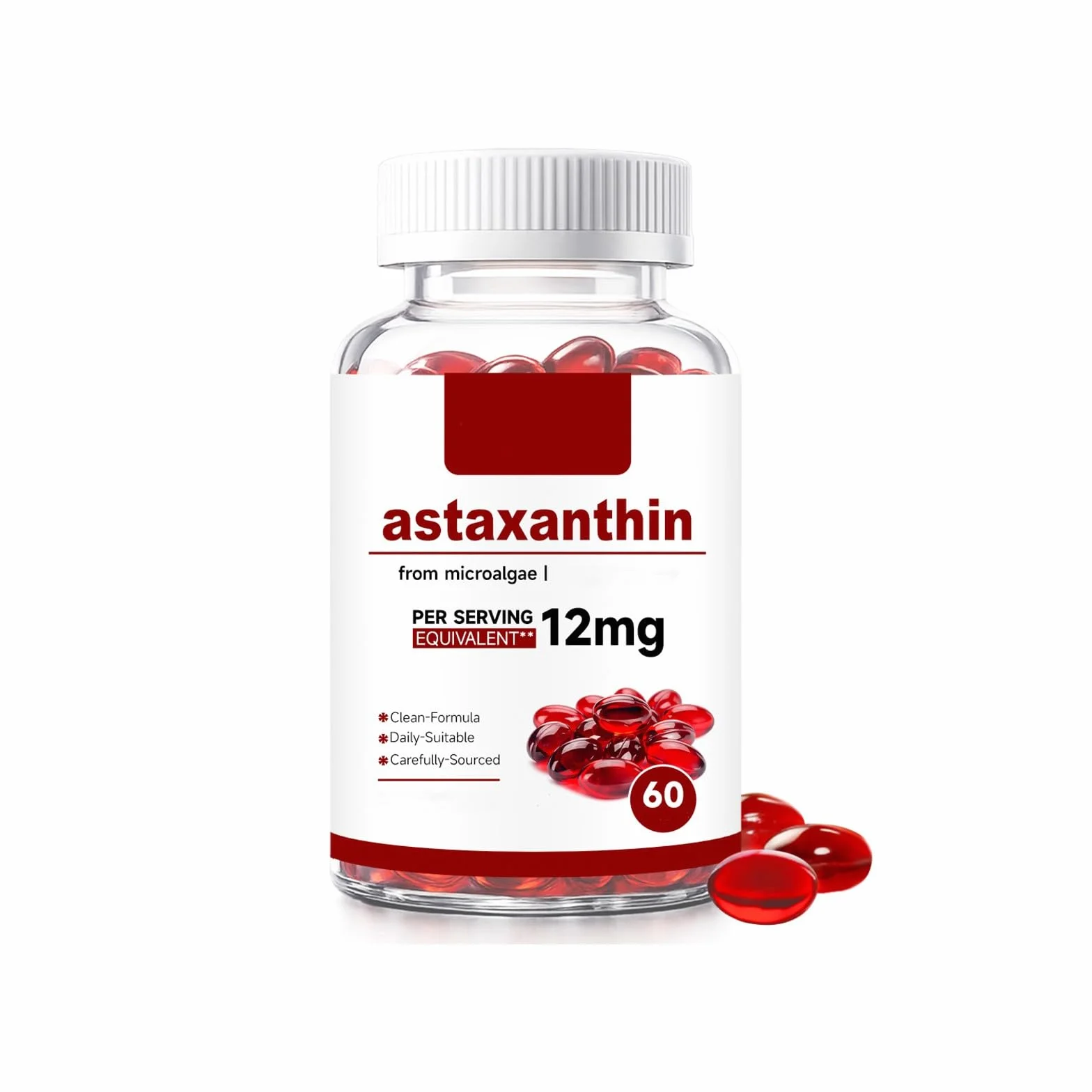 Astaksantyna 12 mg z mikroalg 60 szt. Wspomagacz stawów, oczu i skóry bez GMO