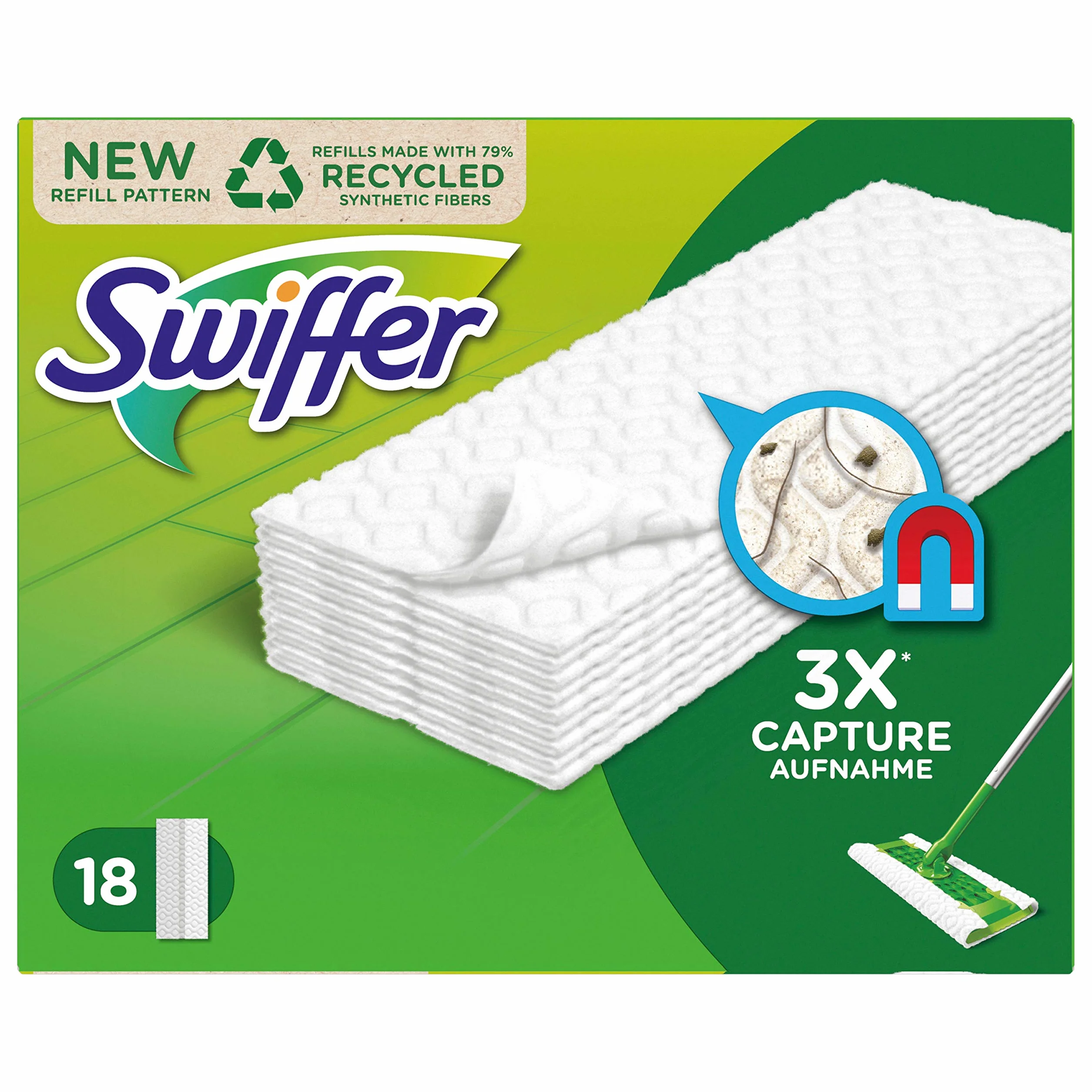 Swiffer Ściereczki do wycierania podłogi, zestaw uzupełniający, 18 ściereczek, wycieraczka, idealna do usuwania kurzu, sierści zwierząt i alergenów