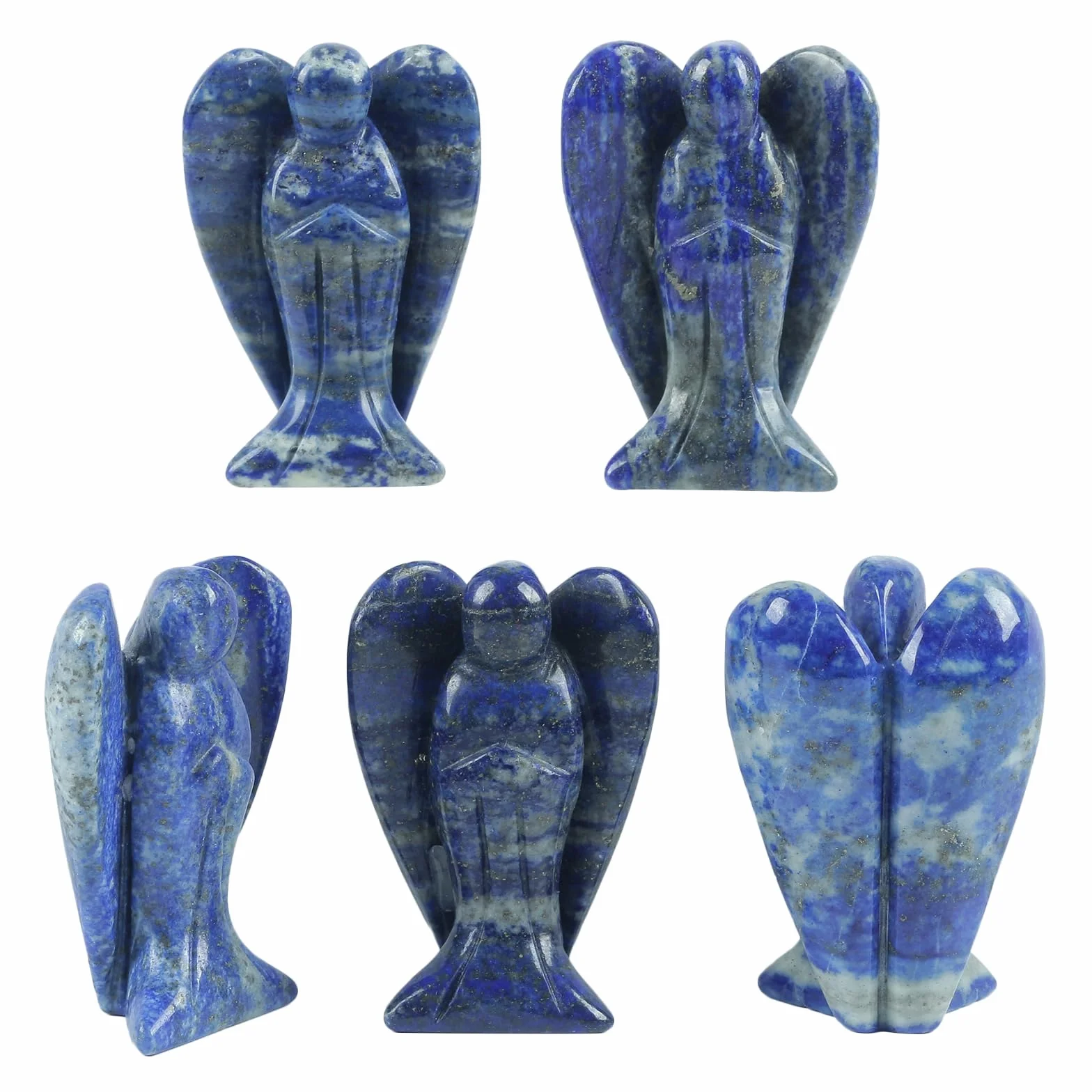 Naturalny lapis lazuli statuetka aniołka, ręcznie rzeźbiona kryształowa torba na figurki, dekoracja, 5 cm