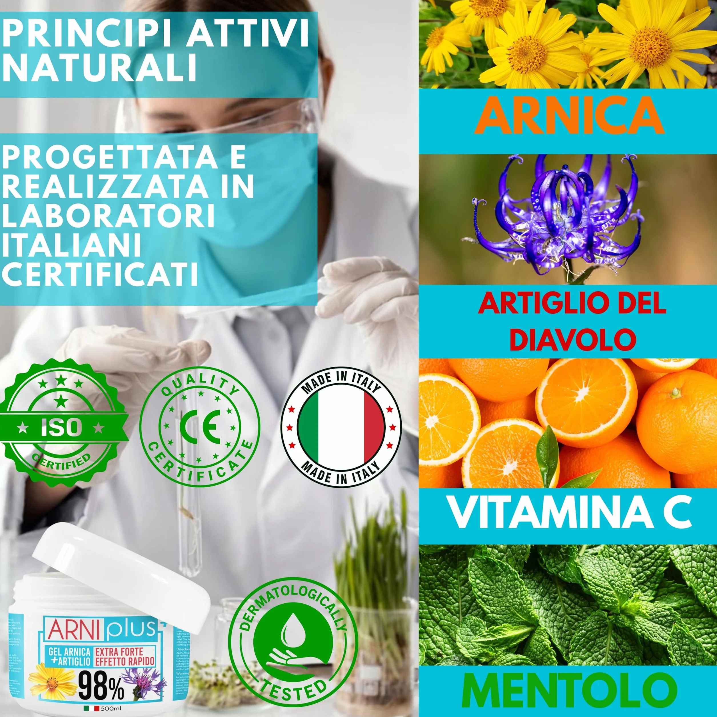 ARNIplus+ Arnika Gel ekstra mocny 500 ml, z witaminą C, silnie skoncentrowana maść z arniki na zakwasy, do rozluźnienia mięśni, maść na zapalenie pochewek ścięgien, chłodząca maść sportowa do mięśni