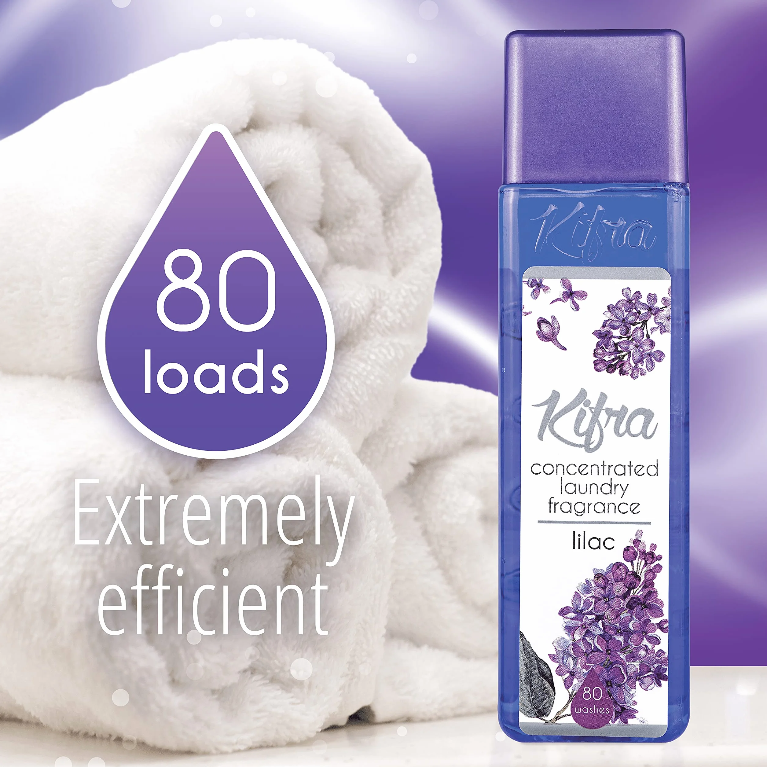 Kifra Lilac skoncentrowane perfumy do prania, 200 ml, 80 cykli prania, długotrwały zapach prania