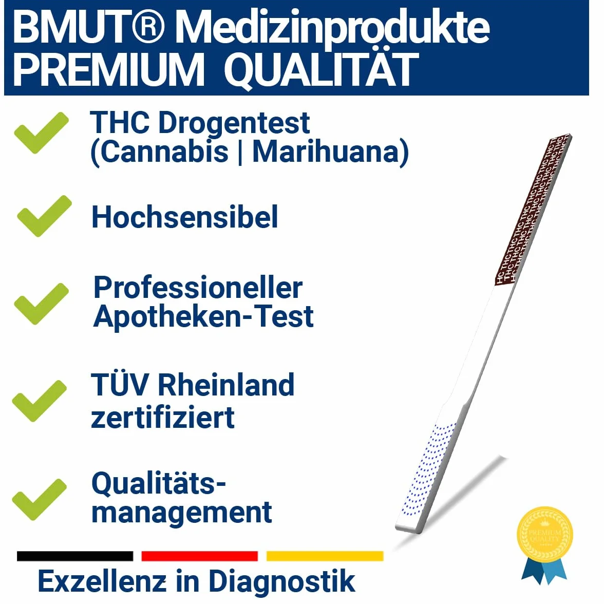 10 x THC test narkotykowy na mocz | 20 ng/ml | test moczu | paski testowe (jakość apteczna)