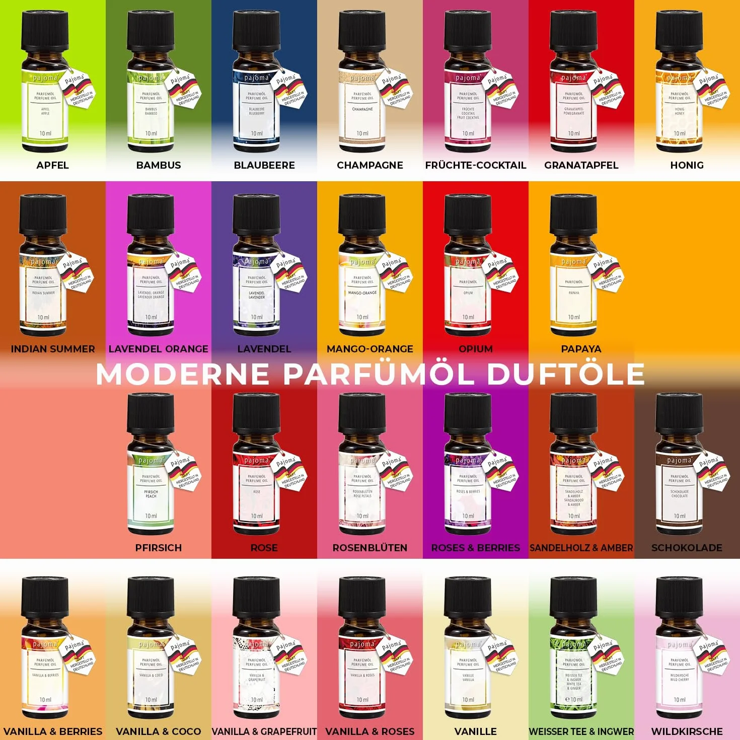 pajoma® Olejek zapachowy 10 ml, biała herbata i imbir | najlepsze olejki perfumowane do aromaterapii, lampy zapachowej, dyfuzora zapachowego, masażu, kosmetyków naturalnych | jakość premium