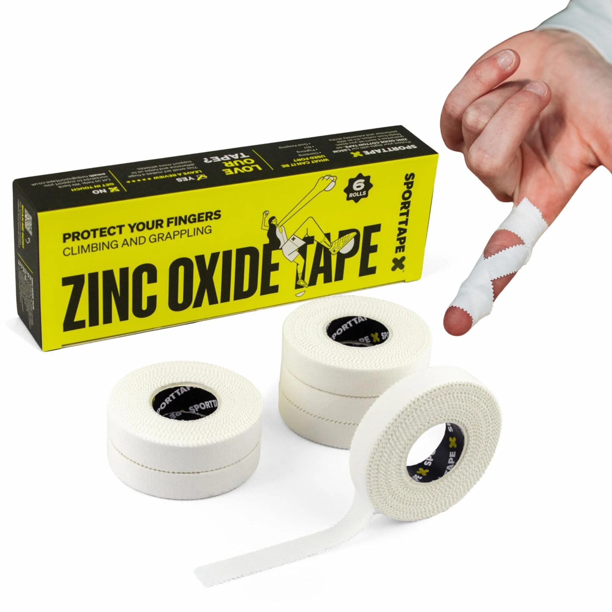 SPORTTAPE taśma wspinaczkowa 1,25 cm x 10 m biała do boulderingu BJJ Jiu-Jitsu