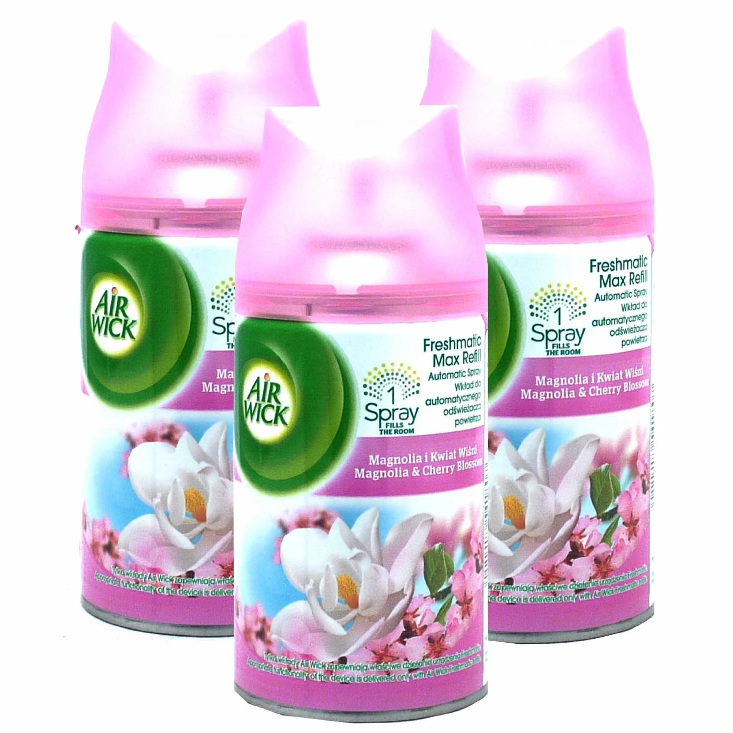 3 x Air Wick Freshmatic Max wkłady 250 ml - magnolia i kwiat wiśni