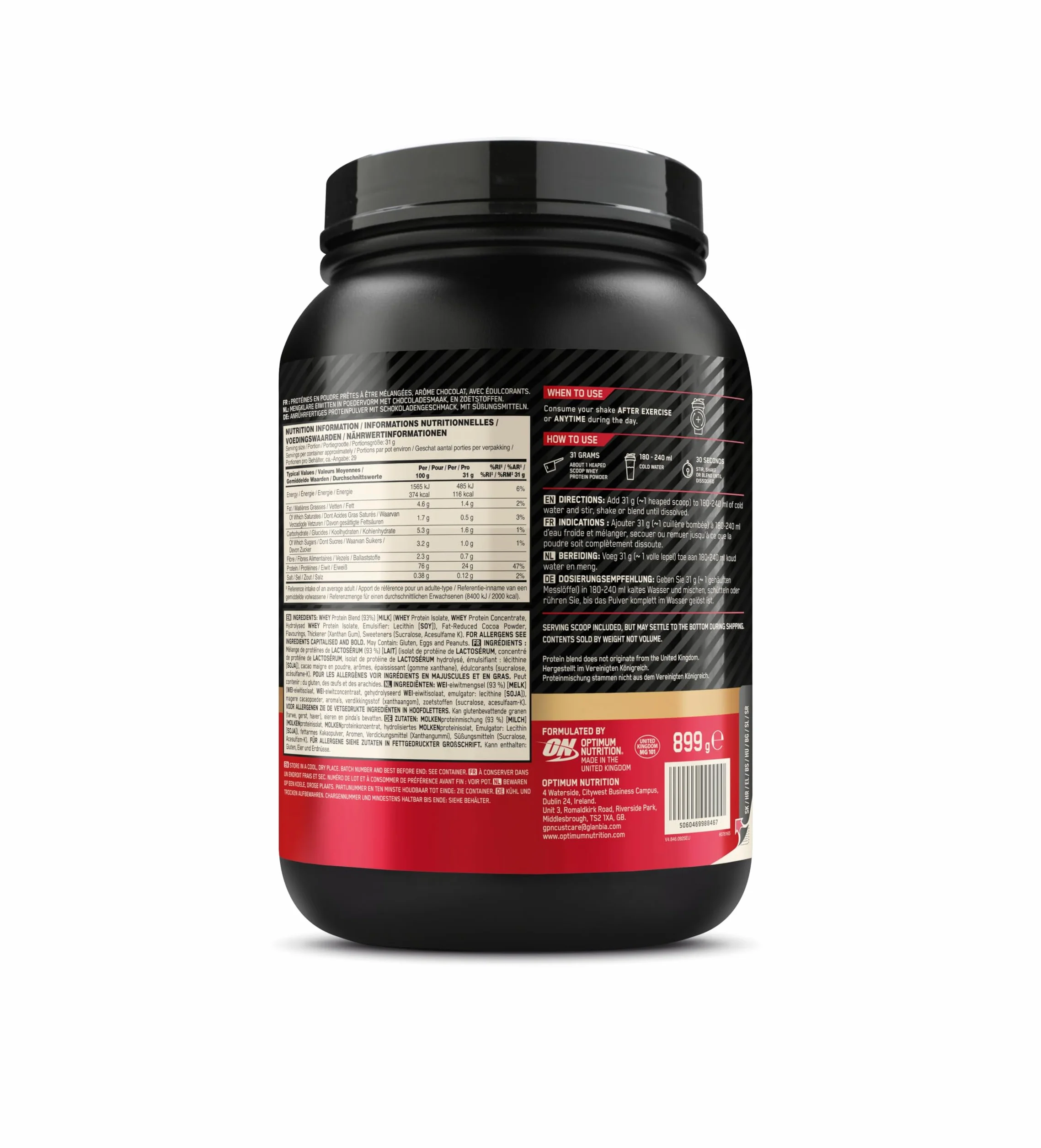 Optimum Nutrition Gold Standard 100% Whey Białko Serwatkowe Podwójna Czekolada 899g 29 Porcji