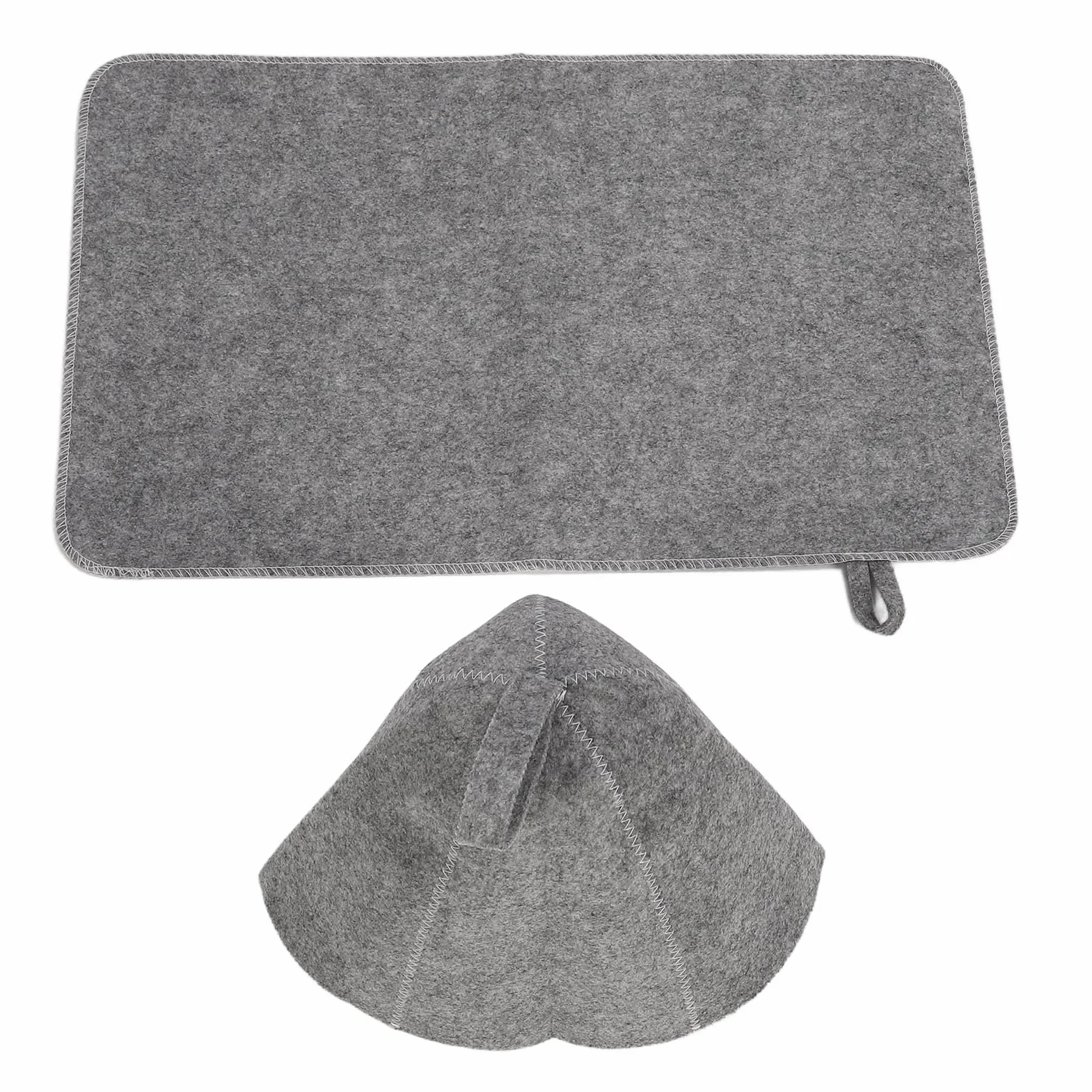 Sauna Filcowa Kapelusz Zestaw z Chłonnym podkładką do Kąpieli - Oddychające Akcesorium do Sesji Sauny - Unisex Portable Filc Hat & Pad dla Relaksu i Komfortu