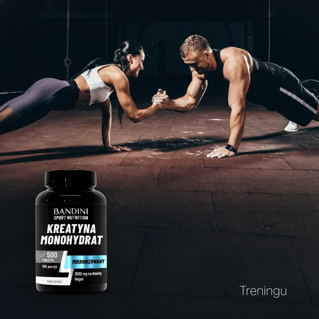 Bandini® Mikronizowany Monohydrat Kreatyny 500 tabletek po 3000mg w dawce - Suplement na treningi, siłownię i przed treningiem - 100% Wegańskie - Na bazie 100% czystego Monohydratu Kreatyny