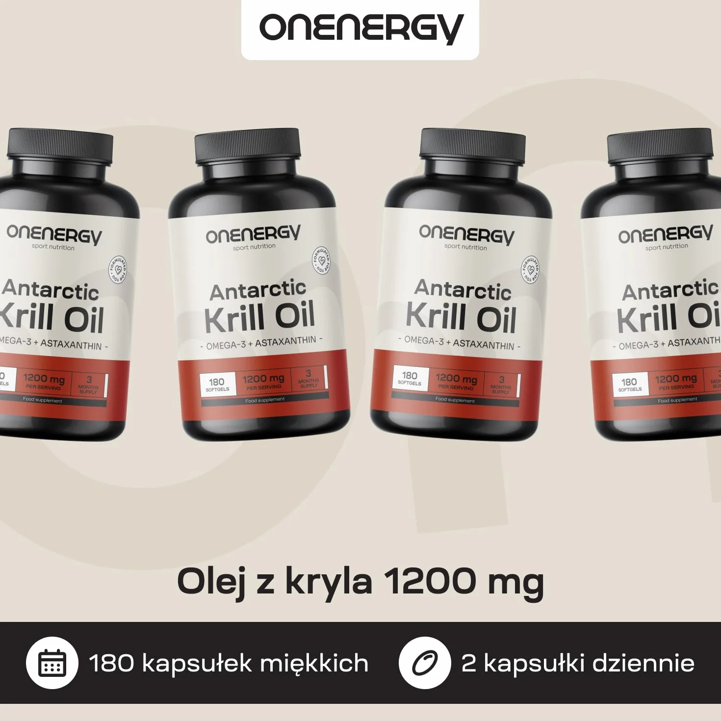 Olej z kryla 1200 mg Omega-3 cholina astaksantyna 180 kapsułek